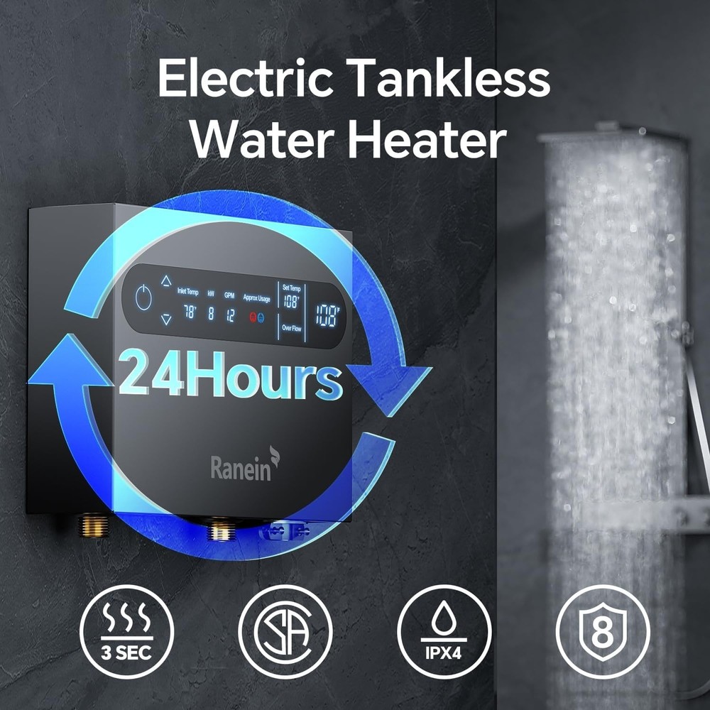 GEN II 8kW 240V Electric Tankless Water Heater, on Demand Instant Endless Wat...