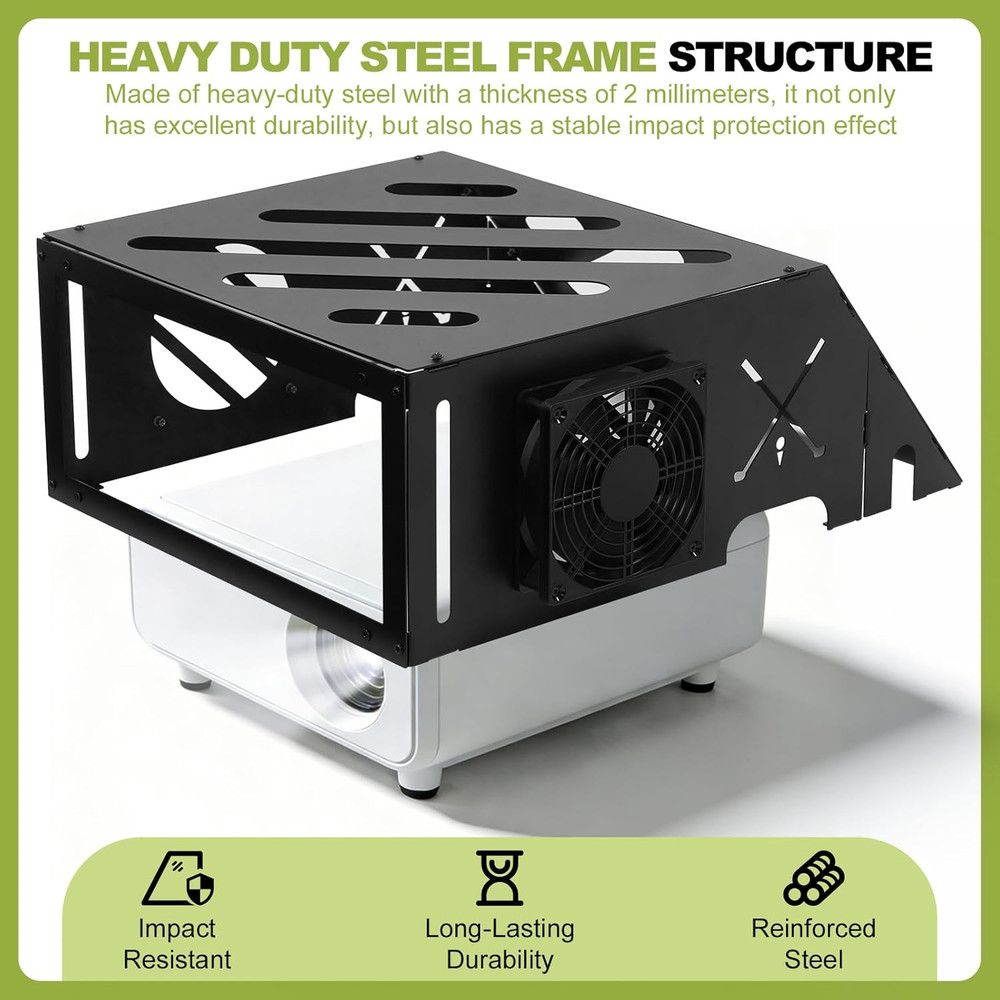 Heavy-Duty Golf Simulator Projector Enclosure with Cooling Fan and Turf