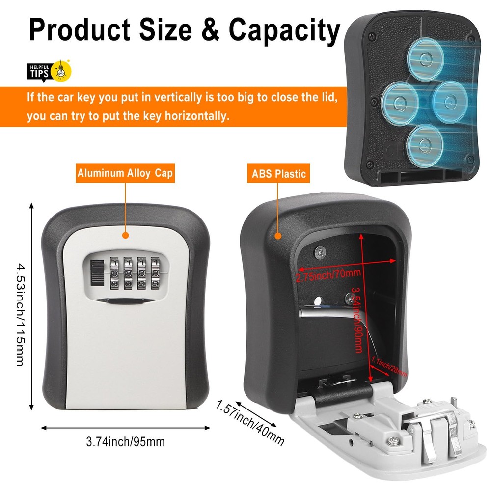 BienBion Magnetic Key Box for Under Car Hide a Key, Resettable Combination Lo...
