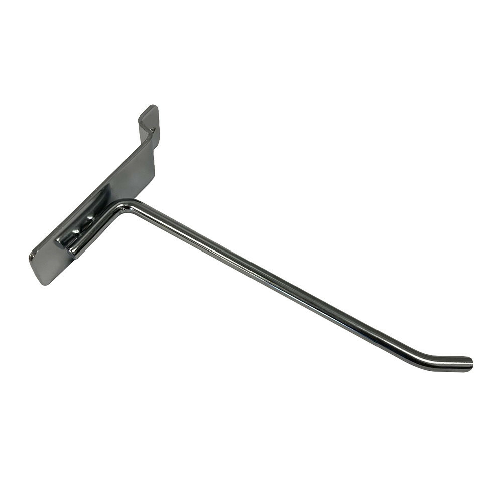 6" Slatwall Hook Panel Display Hooks, 1/4" Thickness Metal, Chrome - PACK 24