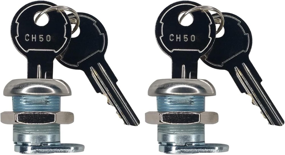 (2 Pack Keyed Alike) Truck Tool Box Locks 2 - Alike, Silver, Black
