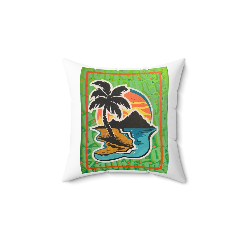 Tropical Oasis - Original Art on Spun Polyester Square Pillow