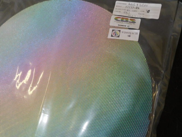 Dichroic Glass:CBS 90 COE Rainbow2 on Thin Cube Textured Clear- 3"Sq