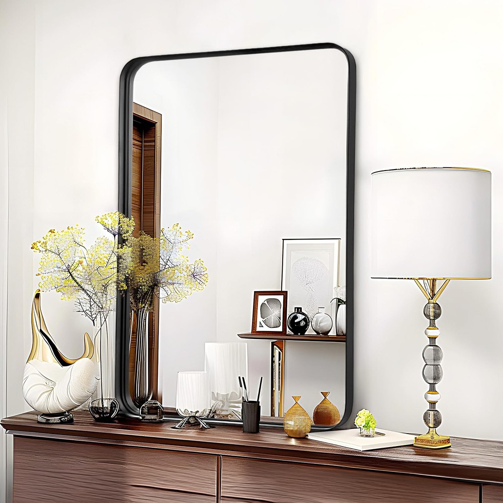 Bathroom Mirror for Over Sink - 24x32 Inch Rectangle Black Framed Mirror for ...
