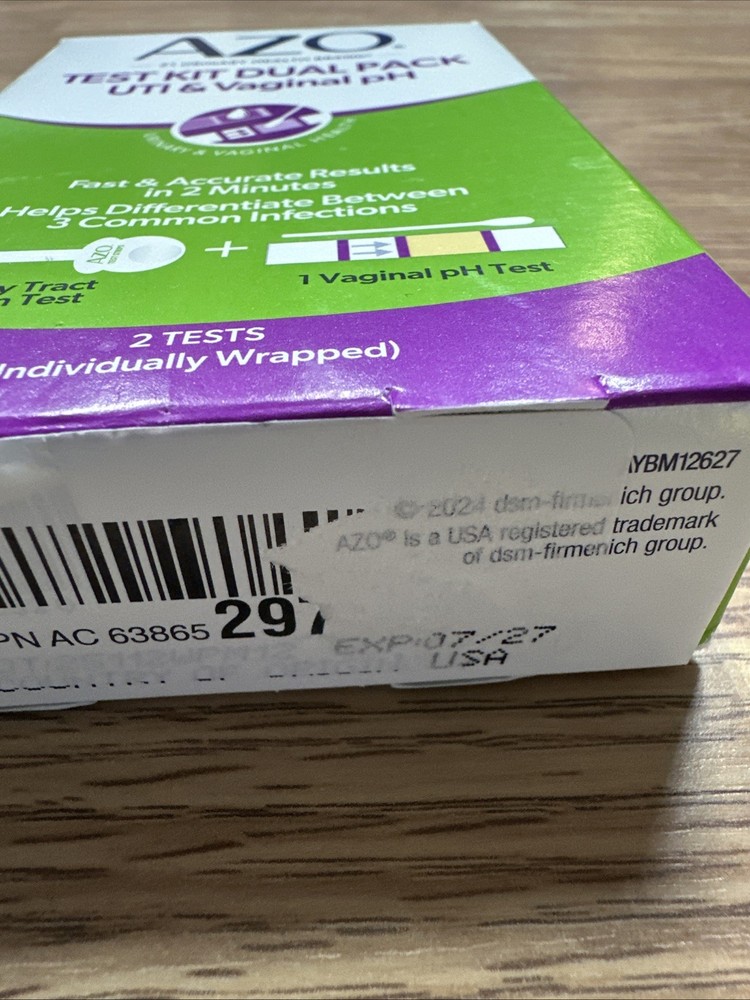 AZO Test Kit Dual Pack UTI & Vaginal pH. 2 Tests Exp 7/2027