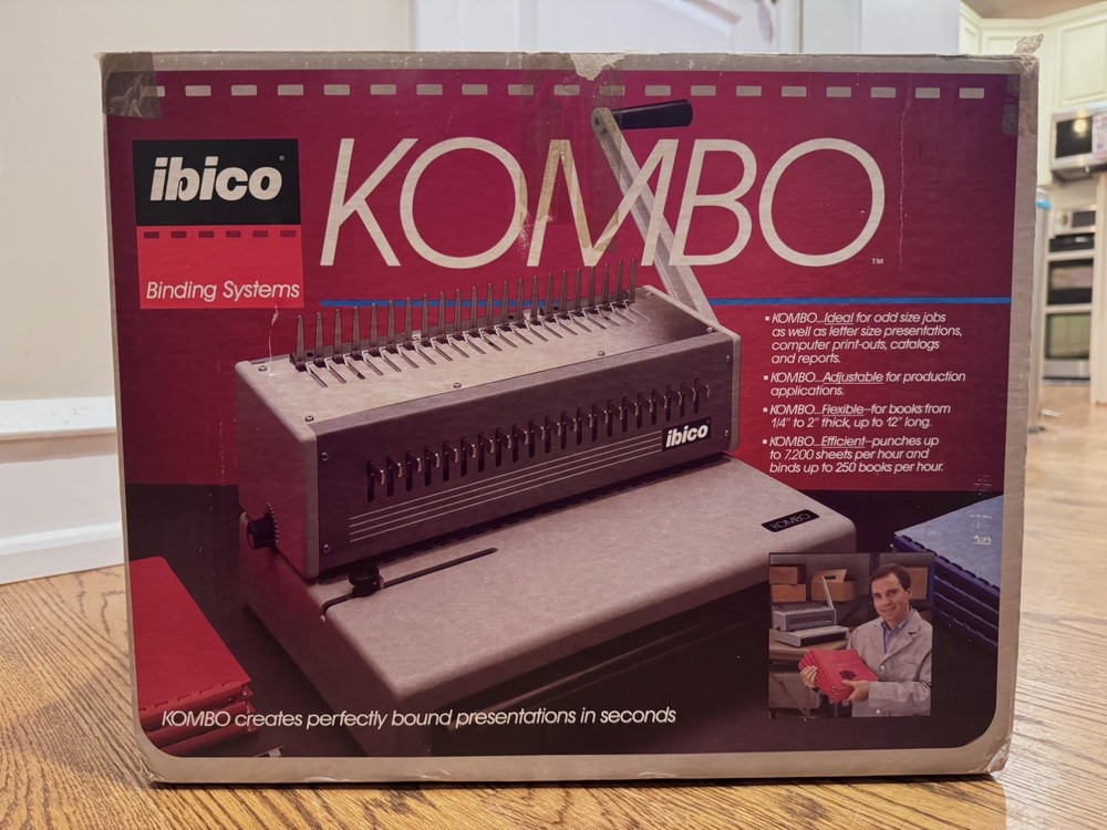 Ibico Kombo Manual Binding System 27140 Machine Book Binder Heavy Duty WITH BOX