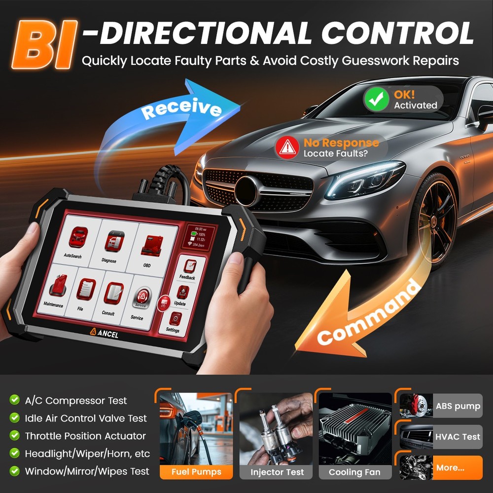 ANCEL DS600 Elite All System Bidirectional Diagnostic Scanner ECU Coding IMMO