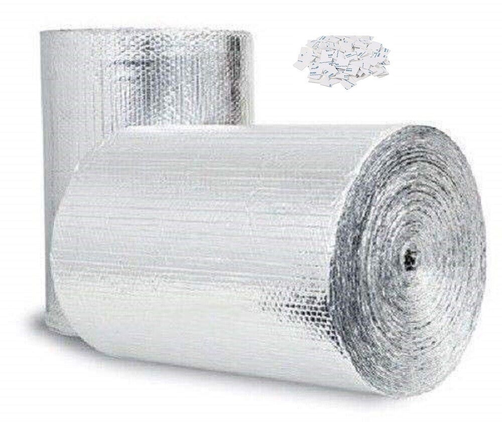 Reflective Insulation DOUBLE BUBBLE Sheet ROLL FOR Window 4FT X 10FT + ADHESIVE