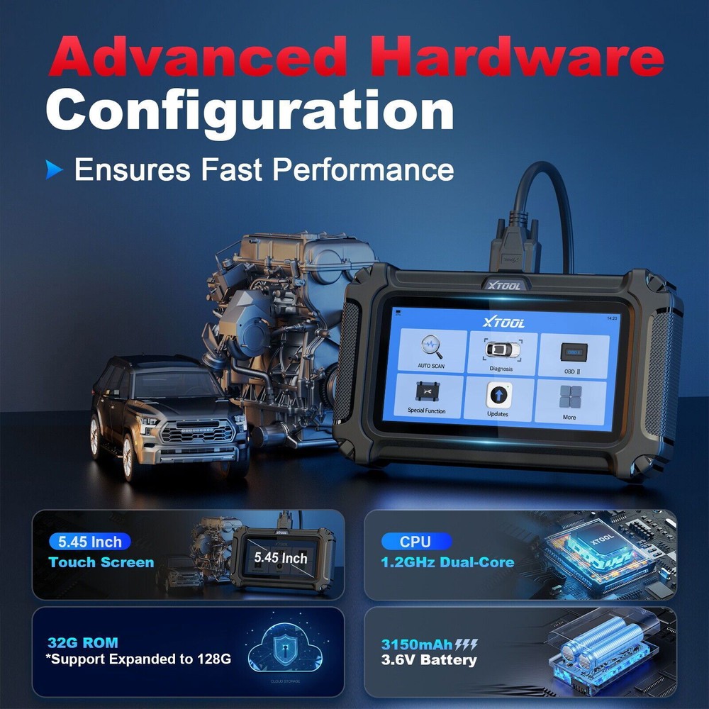 XTOOL D5S OBD2 Scanner Engine Transmission ABS SRS Code Reader Diagnostic Tool