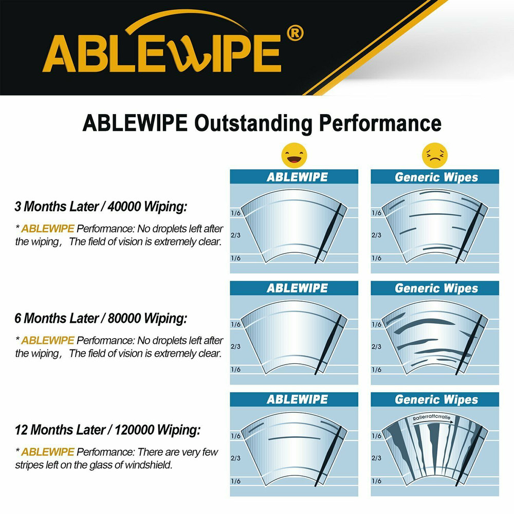 ABLEWIPE Front Windshield Wiper Blades Fit For BMW 6 Series E63 E64 M6 2004-2010