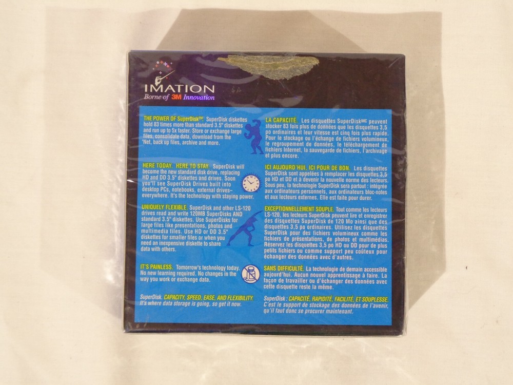 Vintage Imation SuperDisk 120MB 3 Pack LS-120 Diskettes 3M New Sealed