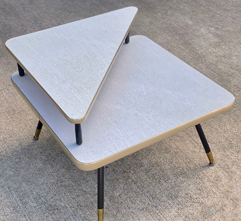 Mid-Century Modern Atomic Blonde 2-Tier End Table