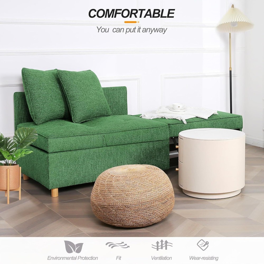 4-in-1 Sleeper Sofa Bed Folding Ottoman Sofa Bed Couch w/Adjustable Backrest