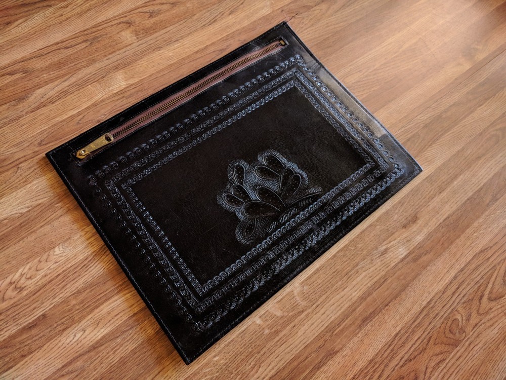 Leather Portfolio / Pouch, Handmade w/ Desert Theme