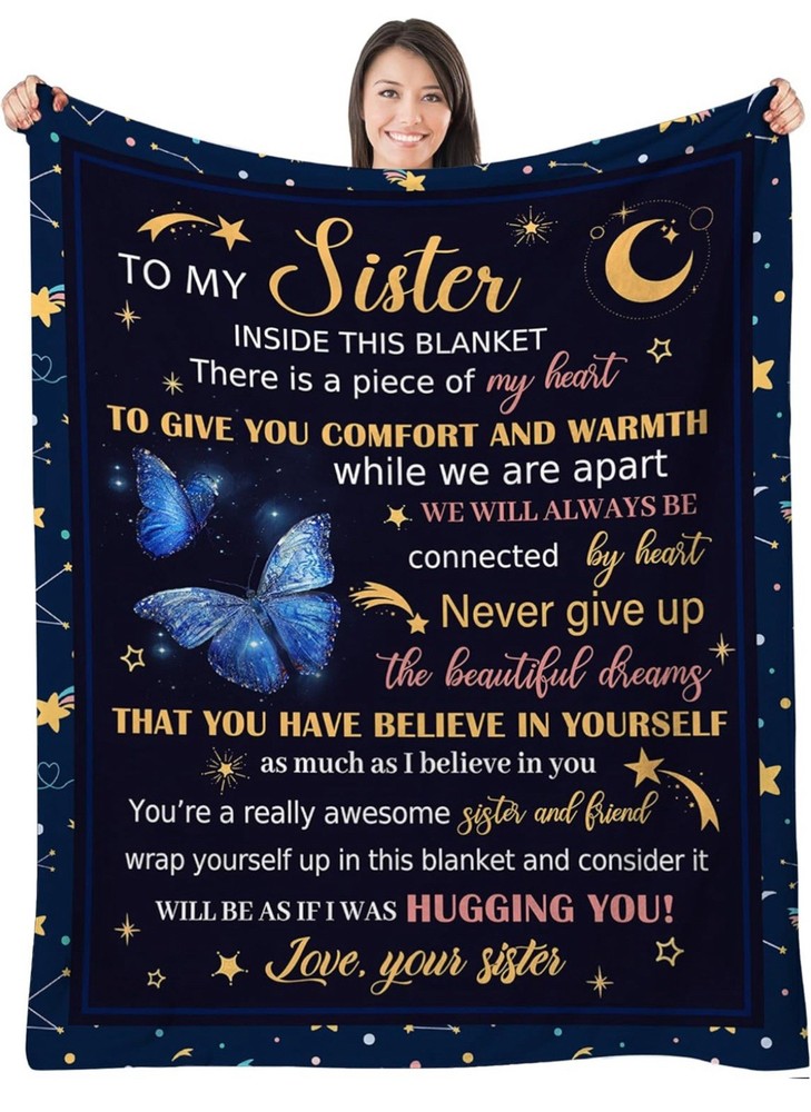 Sister Blanket Butterfly Pattern, Birthday Gift for Sisters