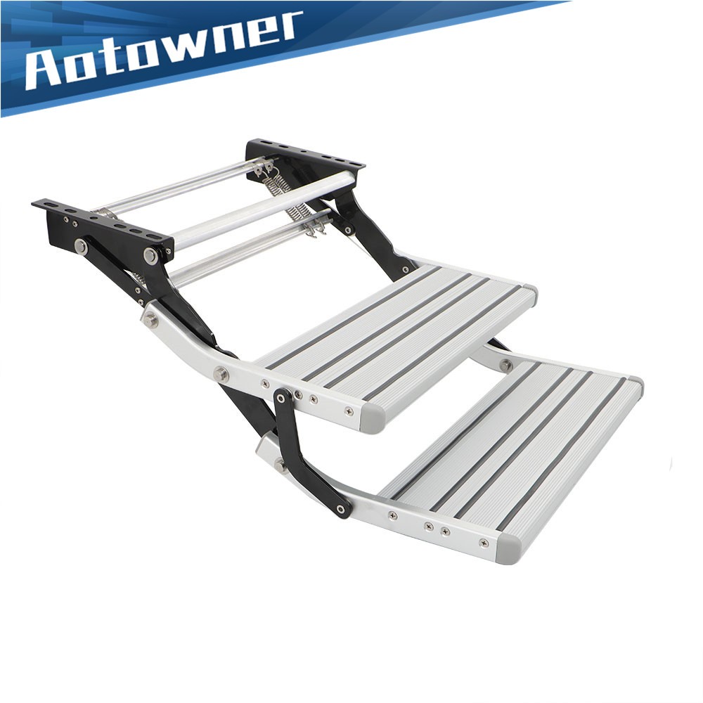 Aluminium Manual Pull Out Retractable Two Step RV Camper Platform Steps Stair