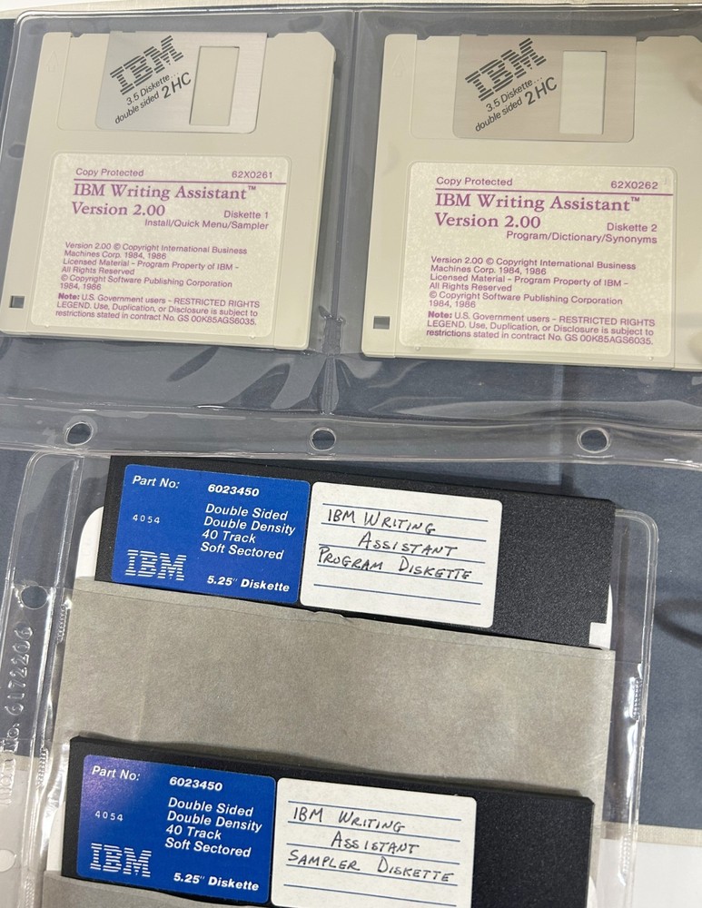 Vintage IBM Writing Assistant Vrs 2.0 Manual & Software