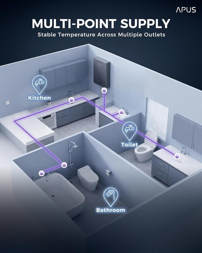 18kW Electric Tankless Water Heater, APUS 240V Instant On-Demand Hot Water Heate