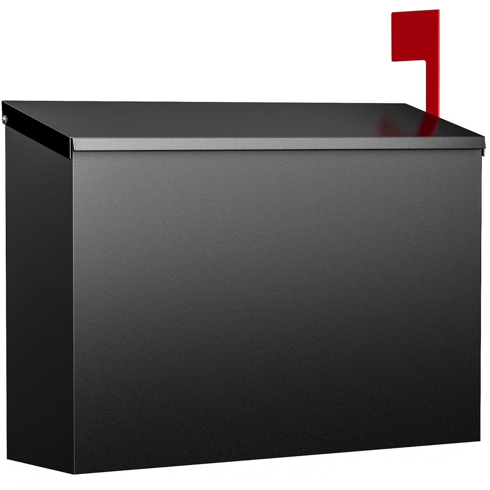 VERSASKY Wall-Mount Mailbox for Outside, Large Capacity Rust-Proof Mail Black