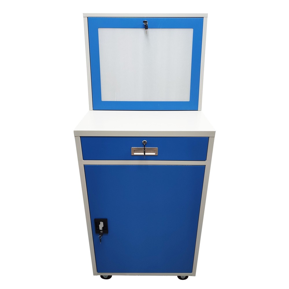 1 PC Blue Industrial Mobile Security Computer Cabinet 63 in H
