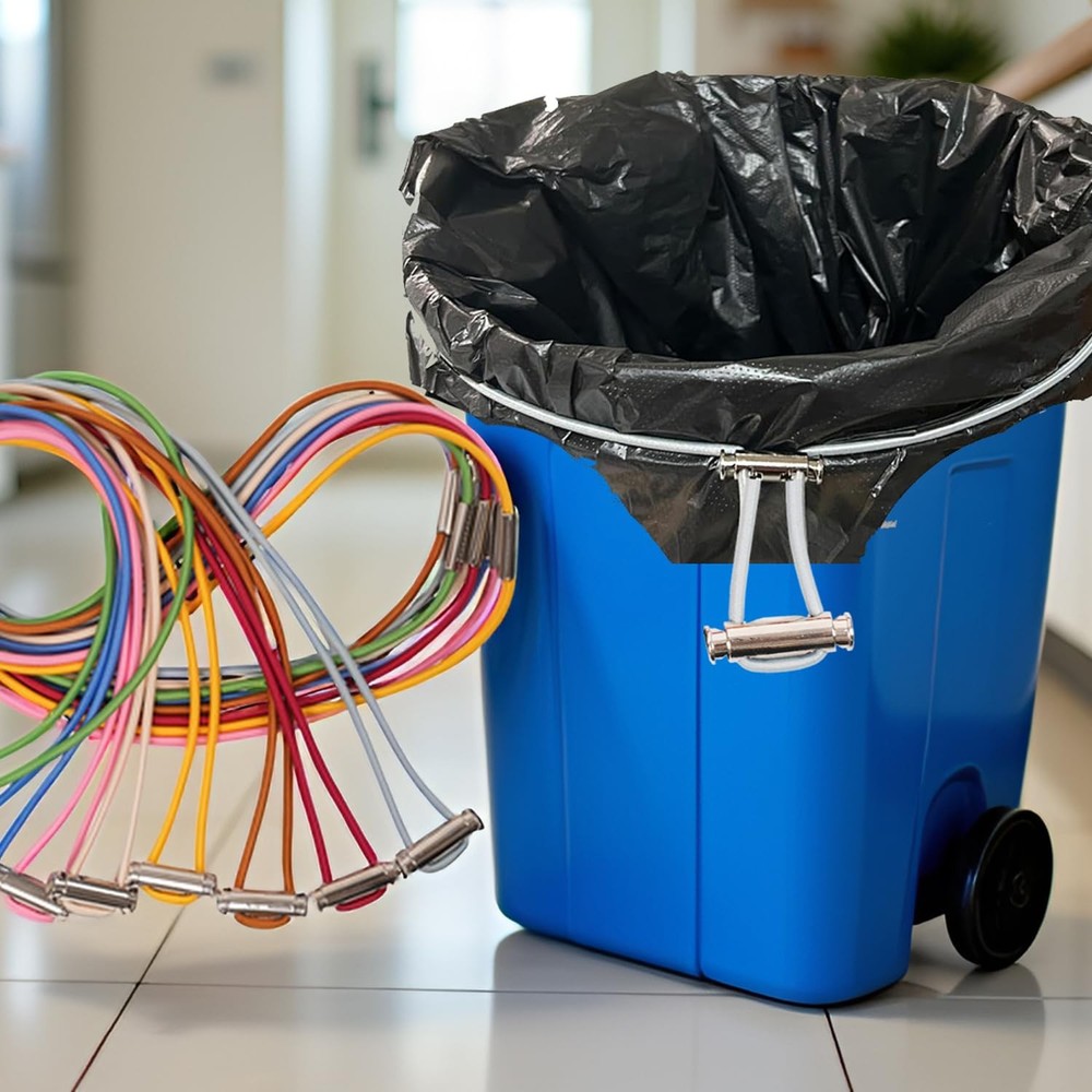 Garbage Can Bands Trash Set of 8, Adjustable Large multicolored