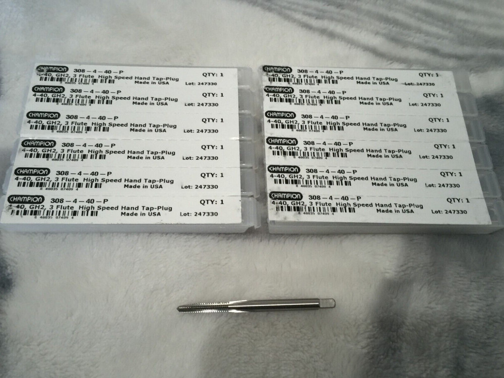 Champion 308-4-40-P Hs Ground Thread Taps-Plug 12 Pack New