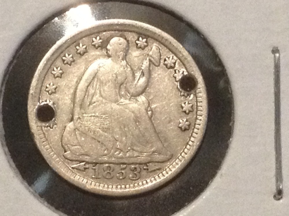1853 H10C Arrows Liberty Seated Half Dime