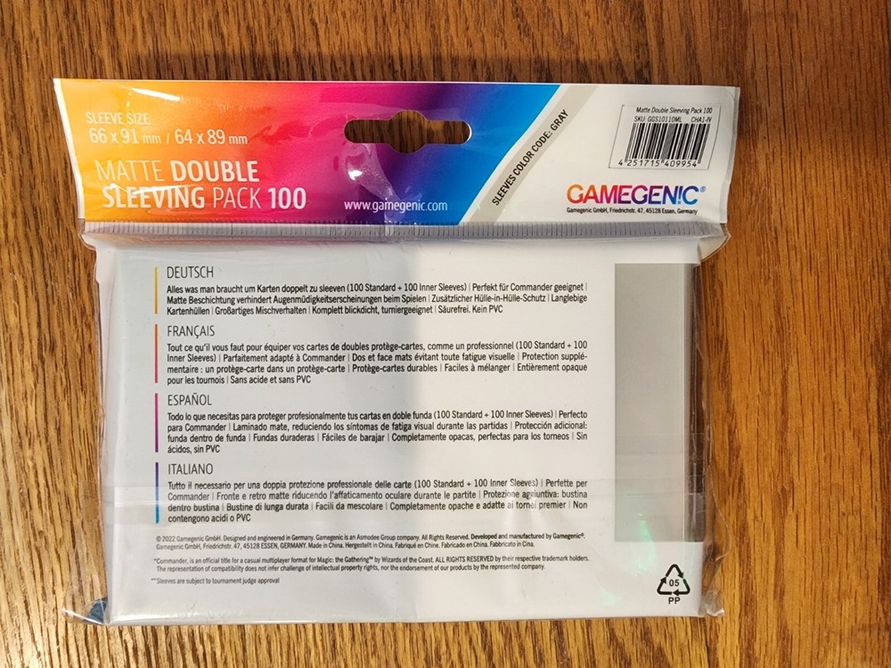 Gamegenic 100 Matte Double Sleeving Pack/Kit - Black