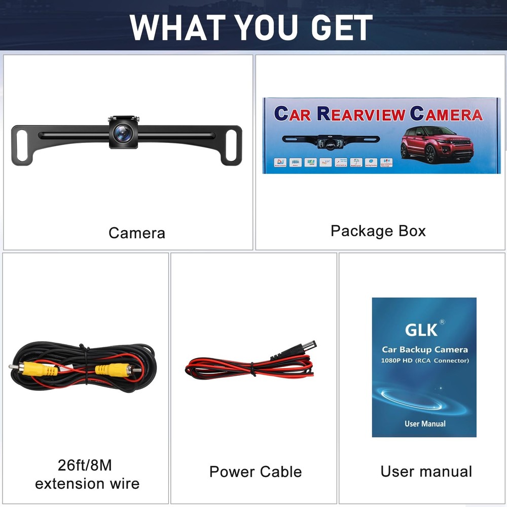 Backup Camera Reverse Camera AHD 1080P Night Vision Rear View Camera, License...