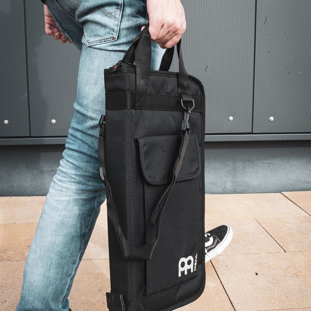 Heavy-Duty Drumstick and Accessory Bag with Adjustable Shoulder Strap - Black