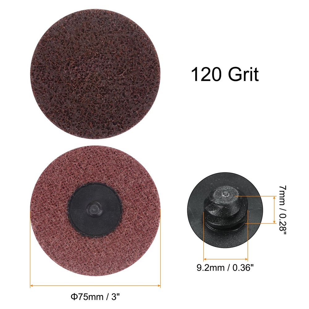 25pcs 3" 120 Grit Quick Change R-Type Sanding Discs Nylon