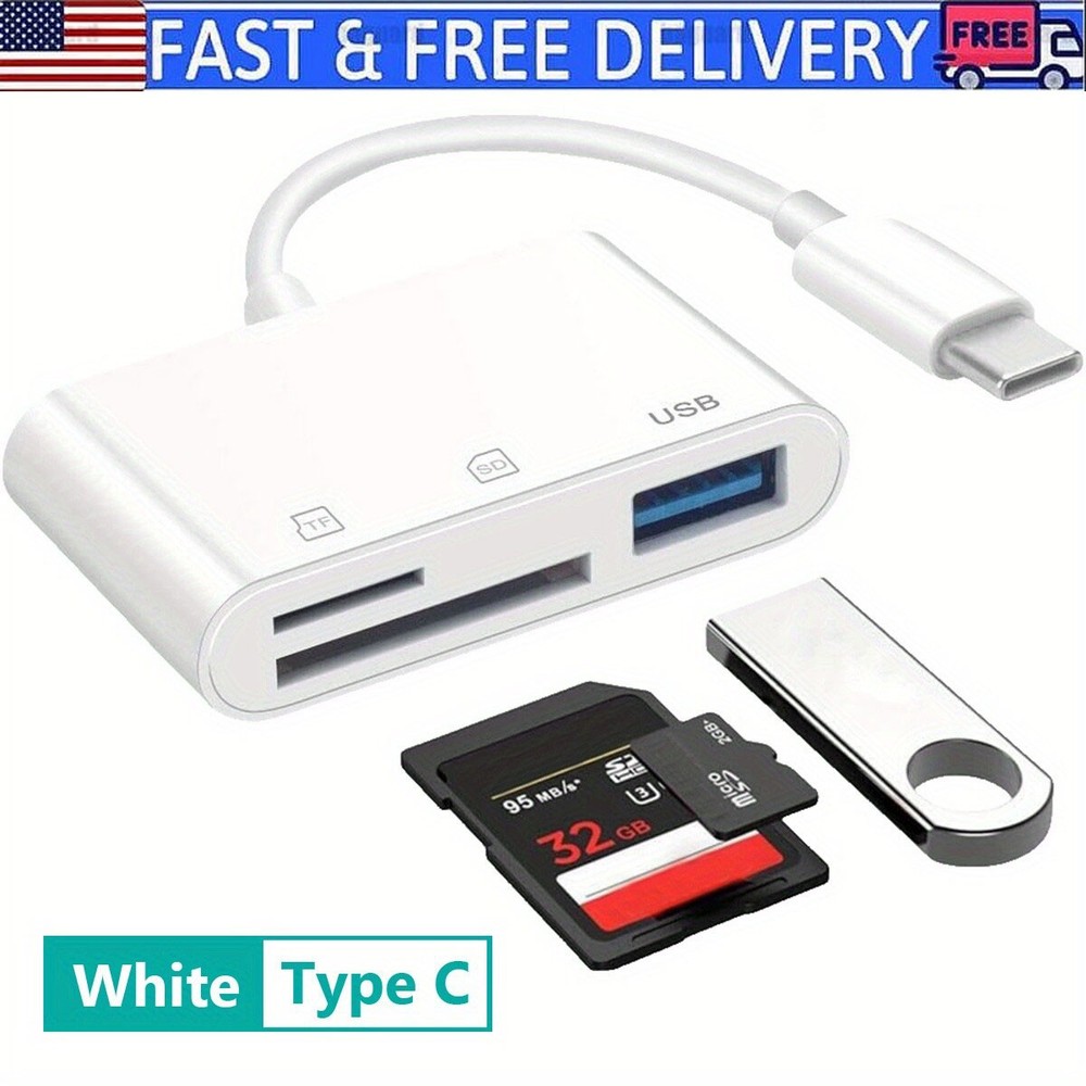 Type-C Multi-Card Reader Adapter:USB SD/TF to USB-C for iPhone 16/15/iPad/Mac/PC