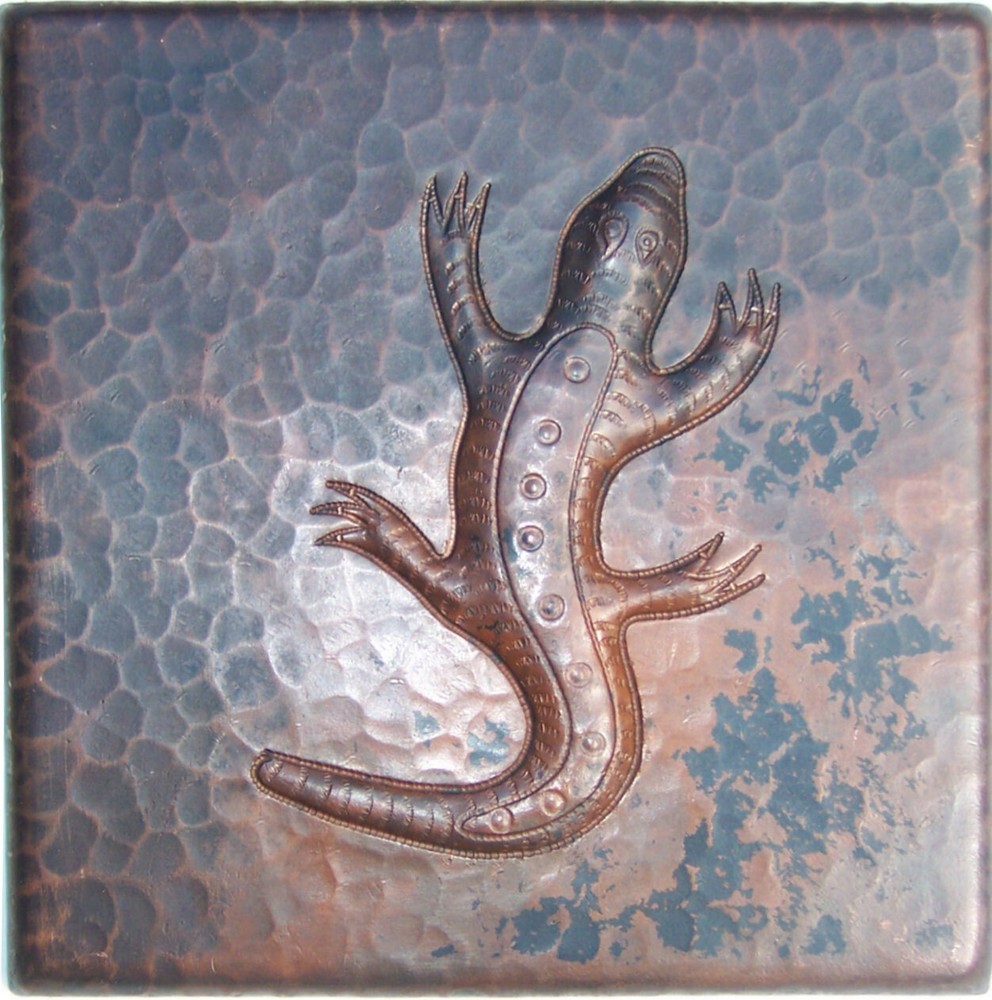 6"x 6" Lizard Hand Hammered Mexican Copper Tile