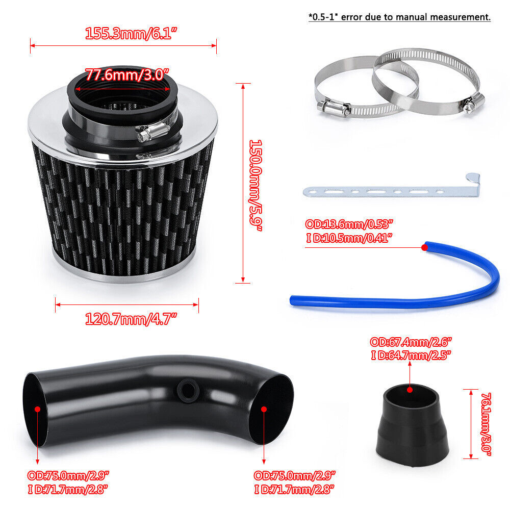 Car Accessories Cold Air Intake Filter Induction Kit Pipe Power Flow Hose System
