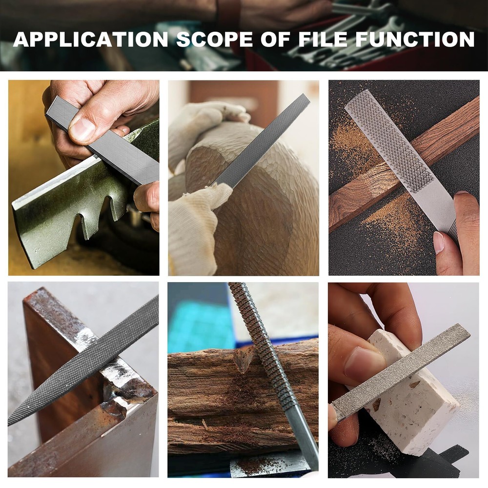 19pcs Metal & Rasp File Set With Tool Bag Includes Flat/halfround/round/triangle