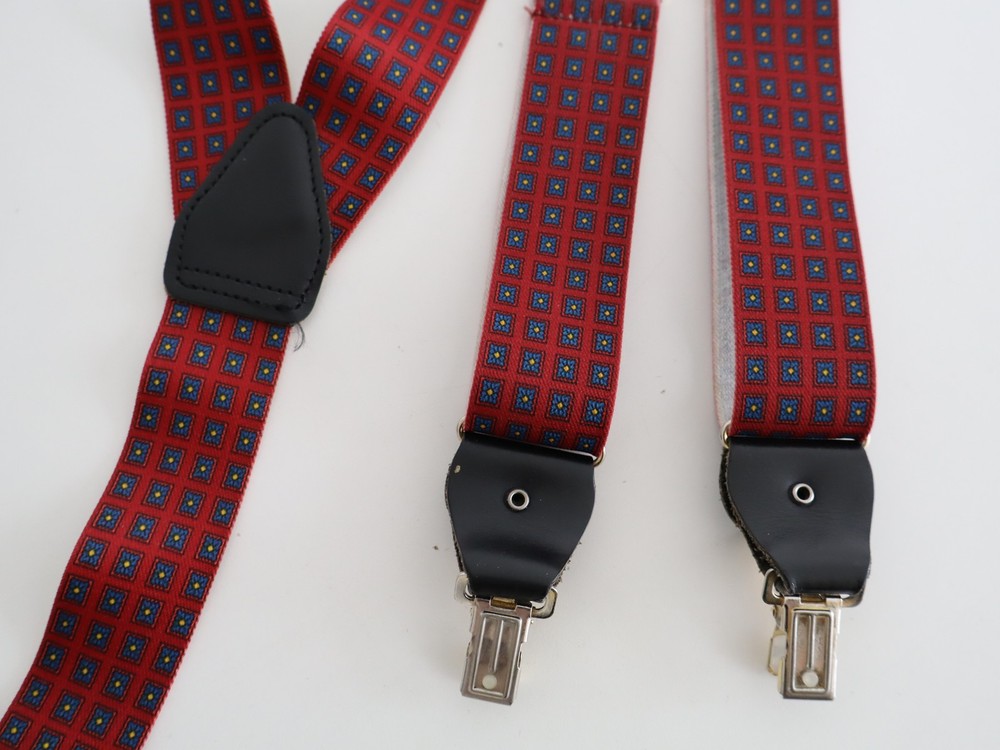 Vintage St Michael Marks & Spencer Braces 1980s Red Patterned