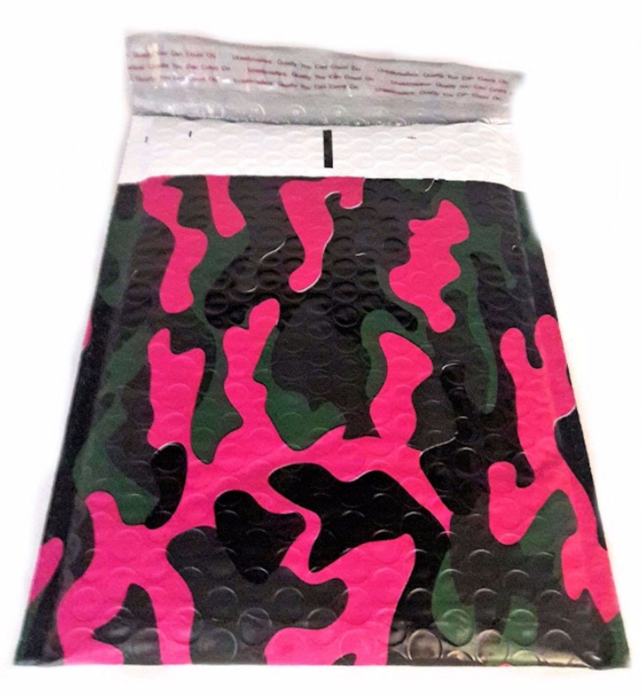 50 4x8 Pink Camo Poly Bubble Mailer Envelope Shipping Wrap Plastic Mailing