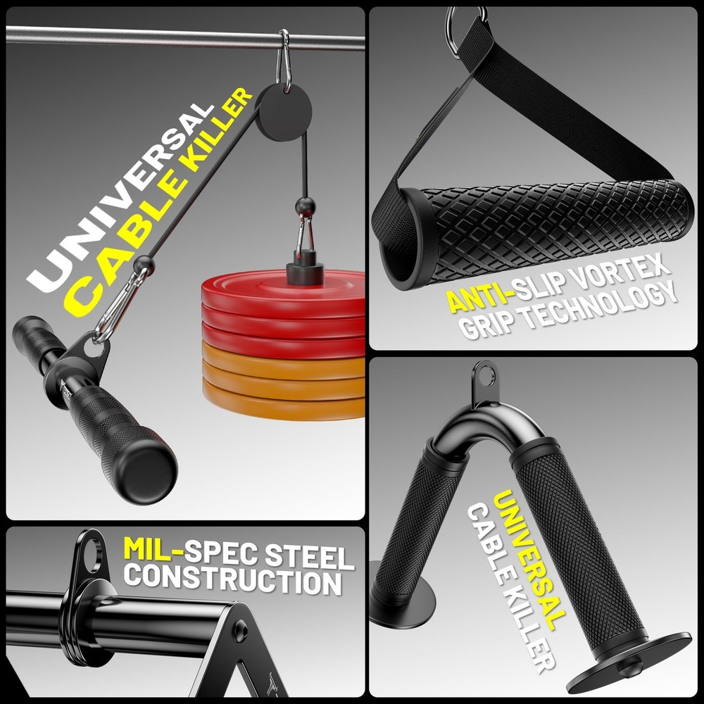 Cable Attachments for Gym, LAT Pulldown & Cable Machine Attachment Set: V-Sha...