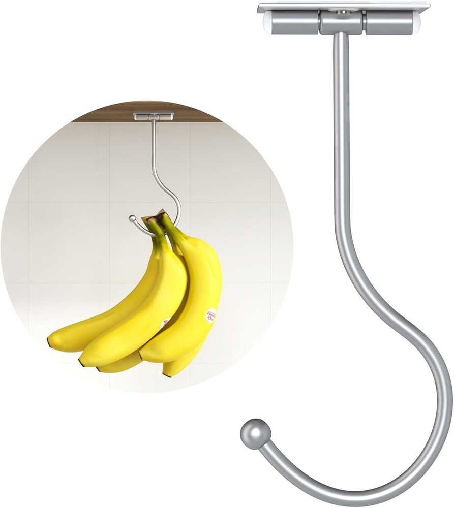 Modern Adhesive Banana Holder - Foldable Hook for Wall Mount Convenience