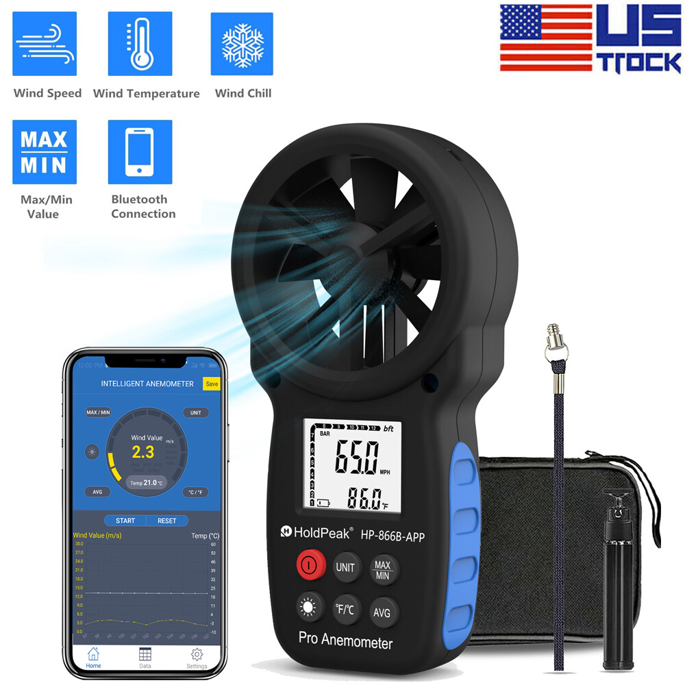 Anemometer Digital Wind Speed Meter Handheld Wireless Bluetooth Vane Air Tester