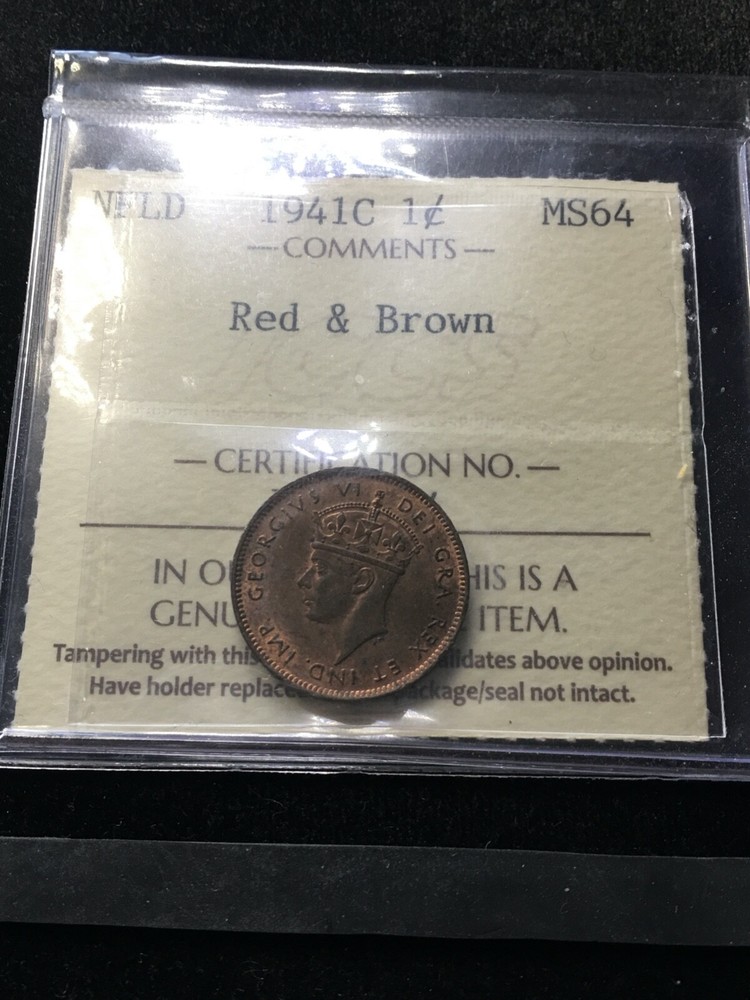 1941c, ICCS Graded, Newfoundland Small One Cent, **MS-64** XFX 784