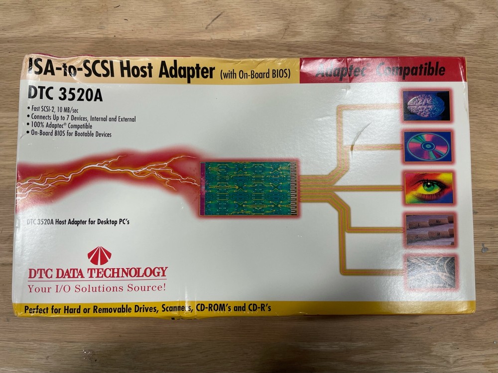 Vintage DTC DATA TECHNOLOGY 3520A ISA TO SCSI HOST ADAPTER W/ BOOT BIOS
