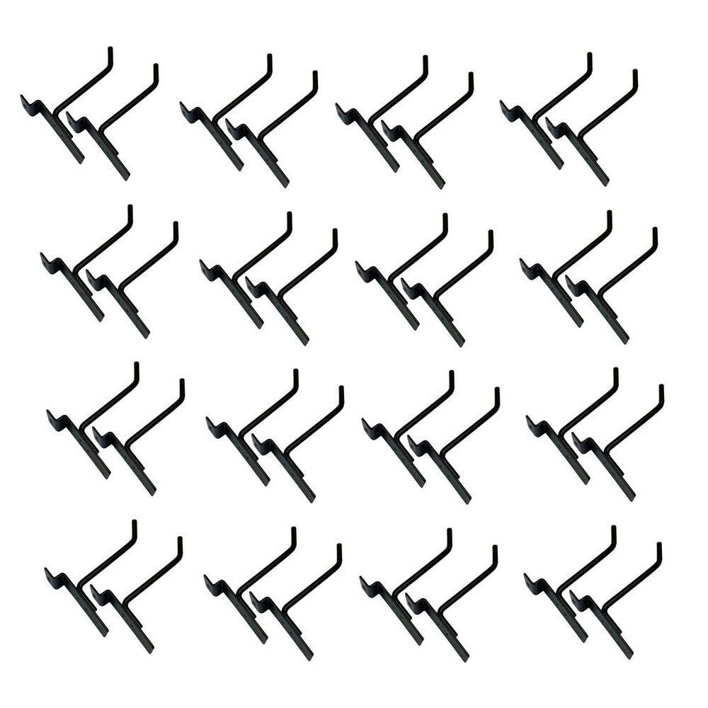 4" Slatwall Hook Panel Display Hooks, 1/4" Thickness Metal, Black - PACK 24