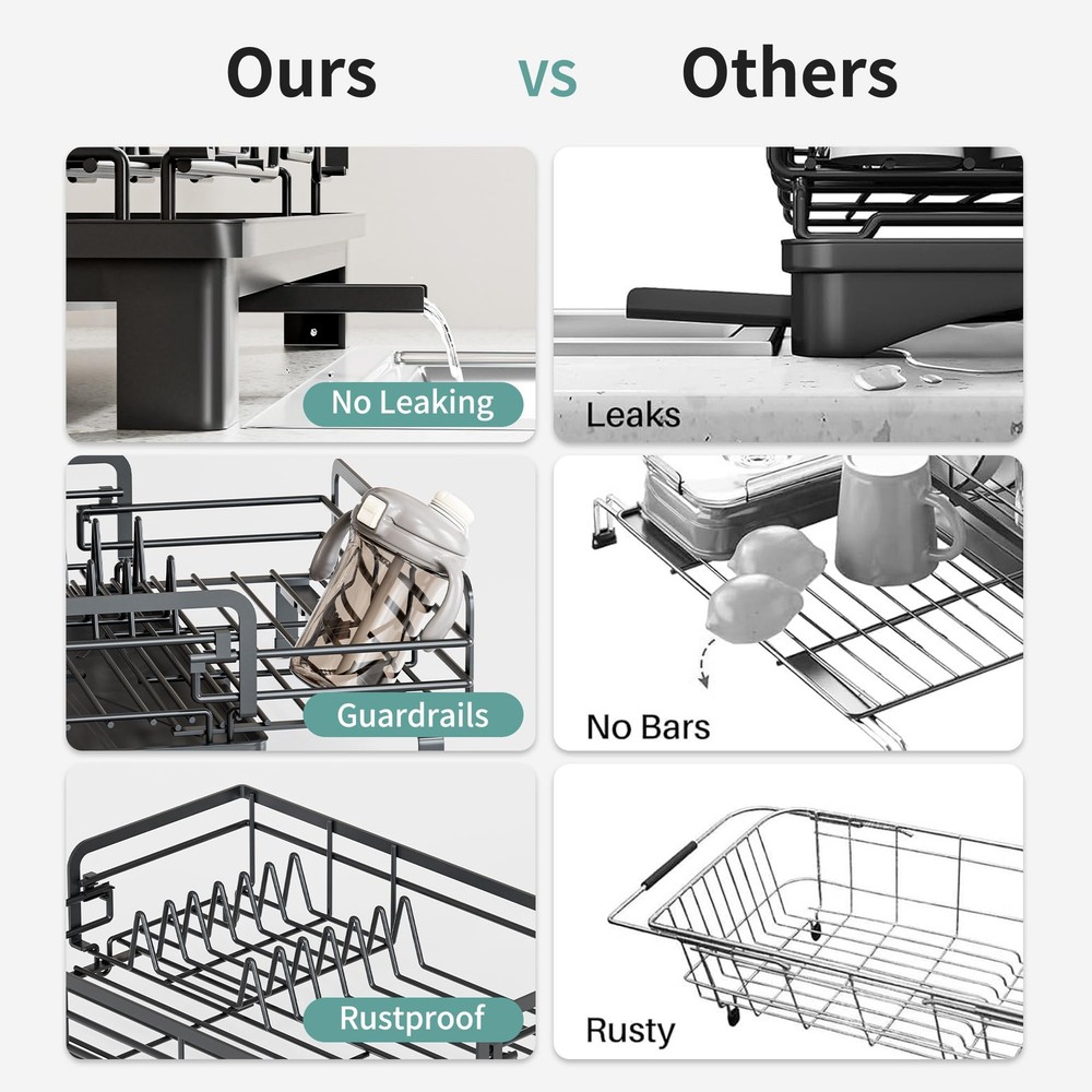 Small Dish Drying Rack - Extendable Dish Rack for Kitchen Counter, Rustproof ...
