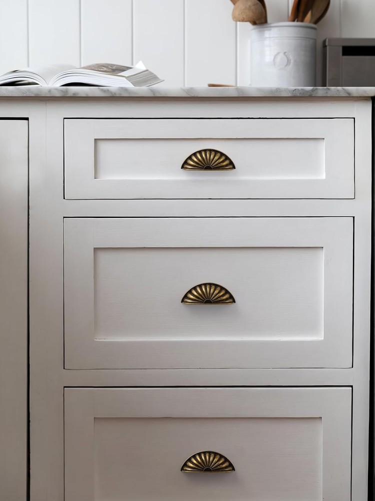 Antique Brass Cabinet Cup Pulls - Vintage Drawer Pulls - 3" Hole Center - 5 Pack