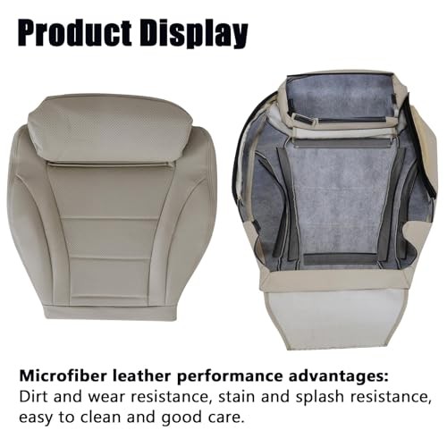 Front Driver Side Bottom Leather Seat Cover Compatible with Mercedes Light Tan