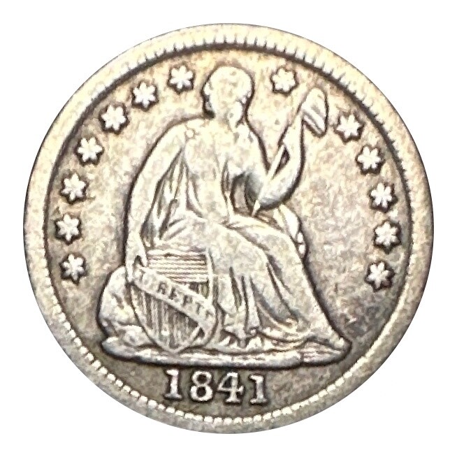 1841 U.S. Silver Seated Liberty Half Dime - FINE