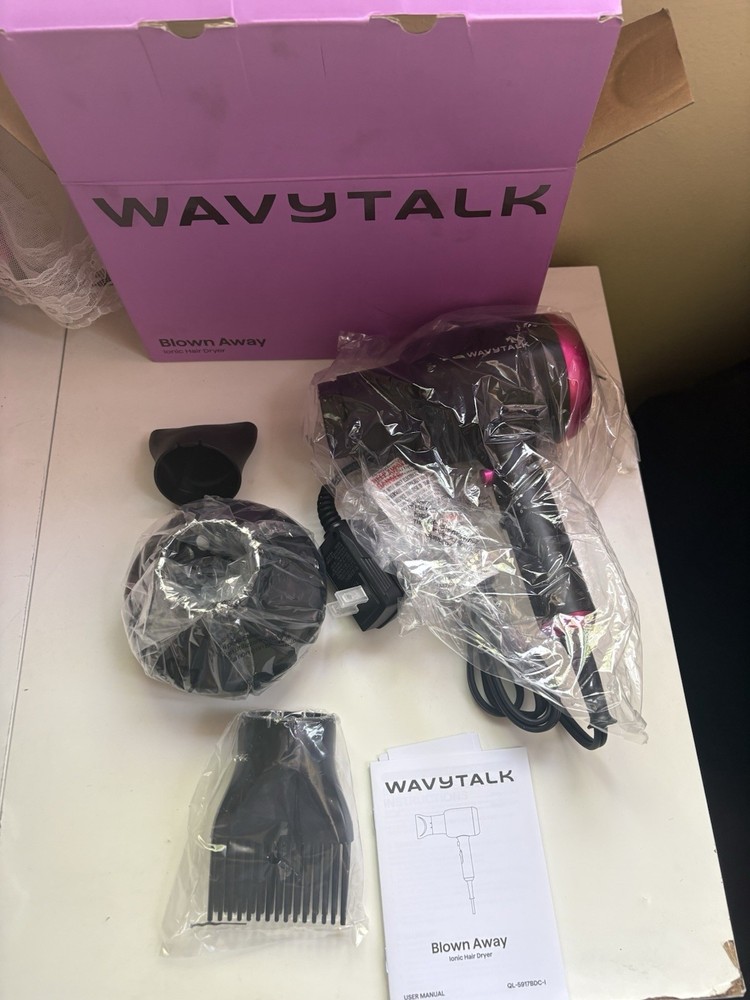 Wavytalk Blown Away Ionic Hair Dryer Diffuser Comb Attachments Black Unisex