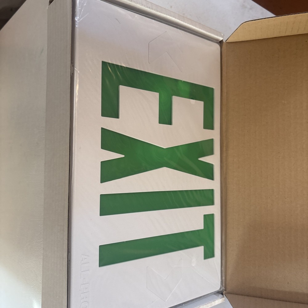 EXIT SIGN Cooper Lighting All Pro Green/White Plastic LED Exit, 120/277VAC APC7G