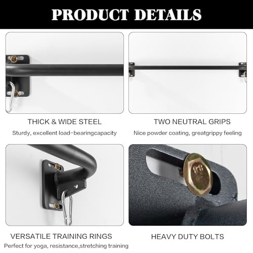Wall Mounted Pull Up Bar, Door Frame Pull Up Bar for Home Gym, Black-JY